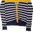 TOMMY HILFIGER Womens Patterned Cardigan Blue Striped V-Neck Cable Knit XL Discount