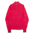 TOMMY HILFIGER Premium Cotton Mens Jumper Red 1 4 Zip Tight Knit M Online Sale