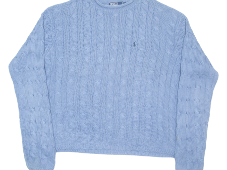 POLO RALPH LAUREN Mens Jumper Blue Cable Knit XL For Discount