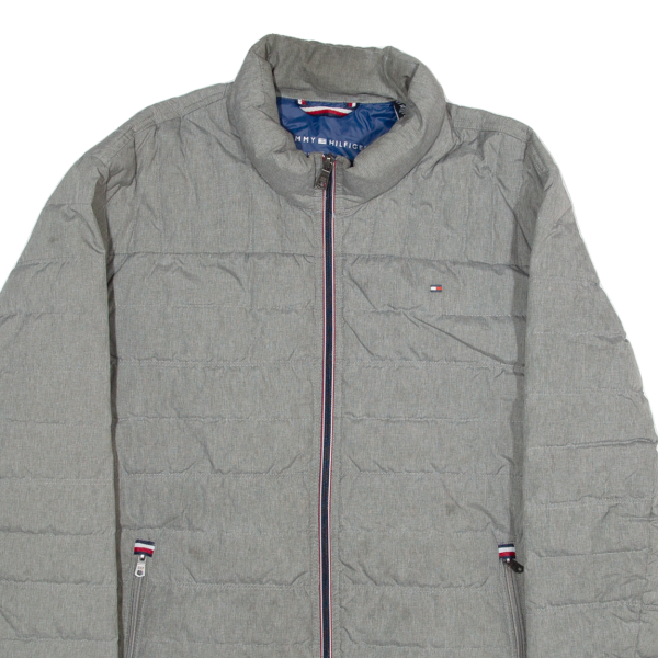 TOMMY HILFIGER Mens Puffer Jacket Grey 2XL Discount