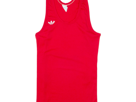 ADIDAS Womens Vest Red Sleeveless 90s S Discount