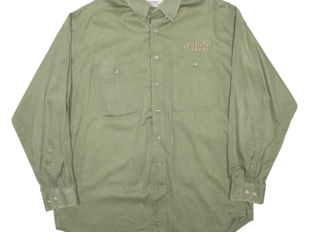 WRANGLER Rugged Wear Mens Plain Shirt Green Long Sleeve 2XL Cheap