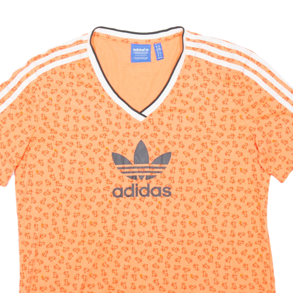 ADIDAS Womens T-Shirt Orange V-Neck UK 14 Hot on Sale