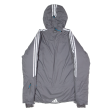 ADIDAS Mens Puffer Jacket Grey Nylon Hooded M Discount