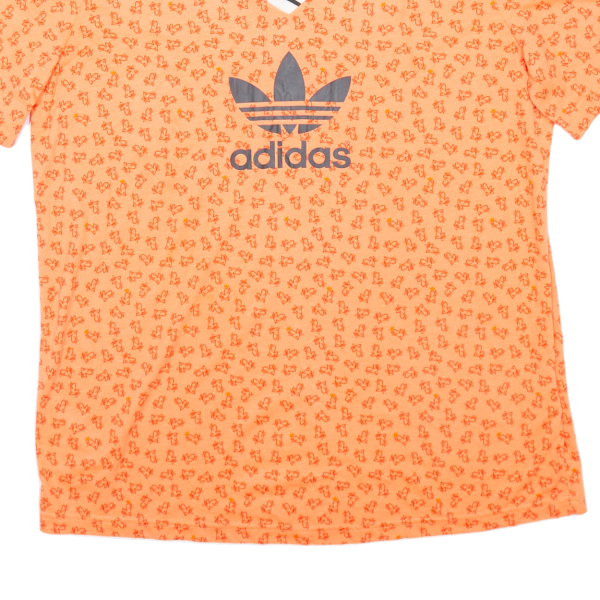 ADIDAS Womens T-Shirt Orange V-Neck UK 14 Hot on Sale