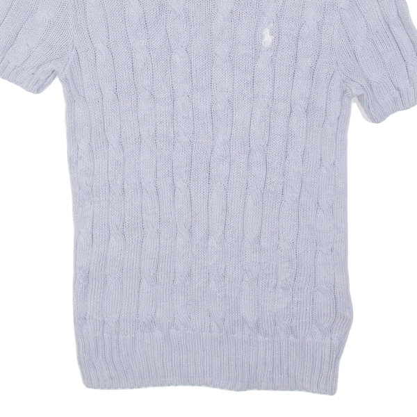 POLO RALPH LAUREN Girls Jumper Blue Cable Knit Short Sleeve S Online Sale