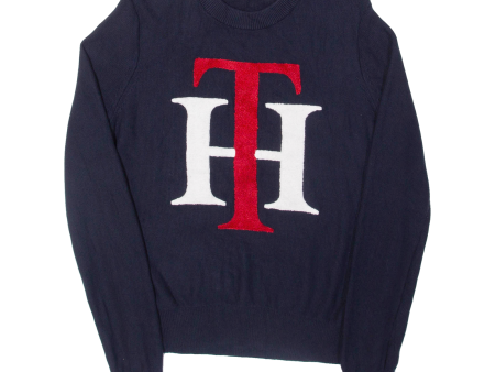 TOMMY HILFIGER Womens Jumper Blue Tight Knit XS Online Hot Sale