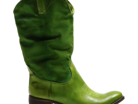 Cowboy Boots Green Leather Womens UK 9 For Cheap