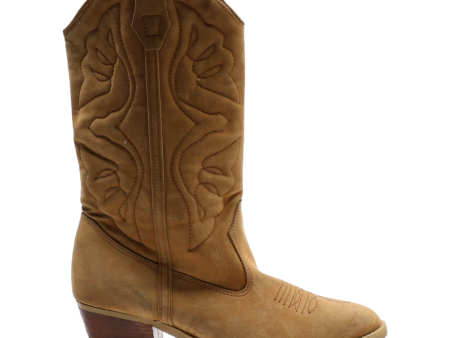 Cowboy Boots Beige Synthetic Womens UK 7.5 For Sale