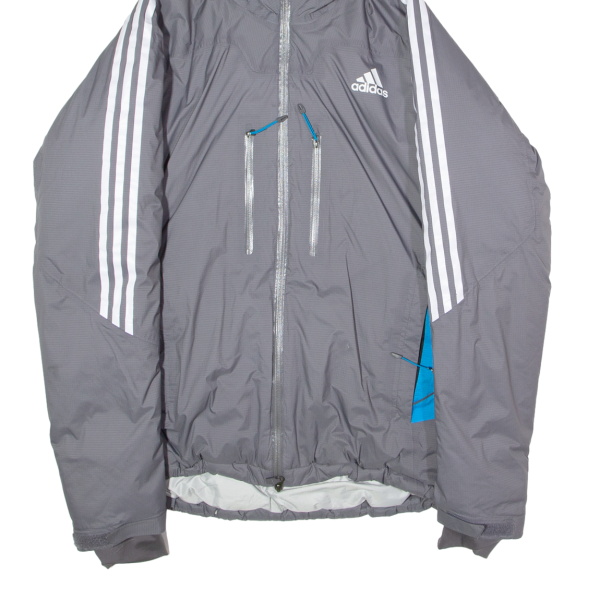 ADIDAS Mens Puffer Jacket Grey Nylon Hooded M Discount