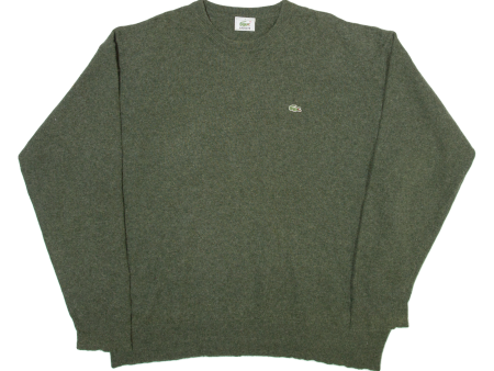 LACOSTE Mens Jumper Green Tight Knit Wool XL For Discount