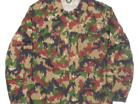 Zip Up Mens Shirt Brown Camouflage Long Sleeve L Online now