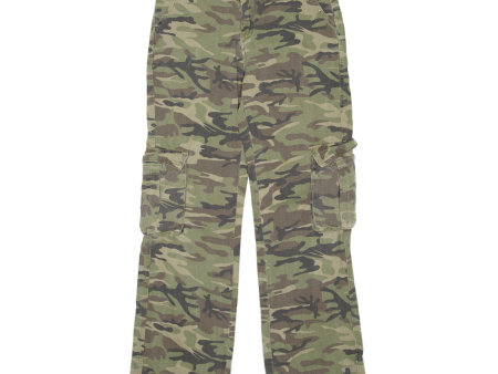 Camo Mens Trousers Green Regular Straight W32 L32 Cheap