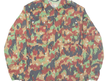 Zip Up Mens Shirt Green Camouflage Long Sleeve L Supply