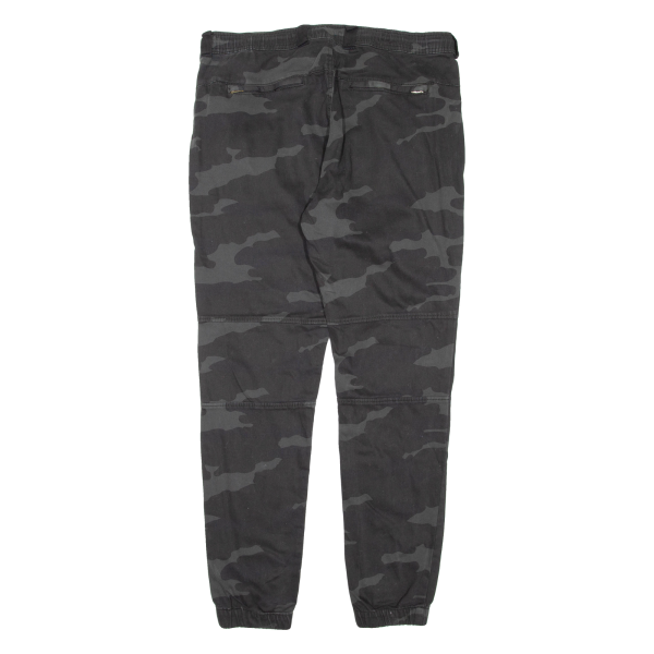 ANGELO LITRICO Camo Mens Trousers Black Regular Tapered W36 L32 For Cheap