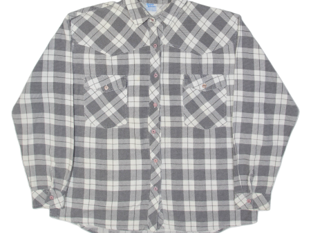 ANGELO SANTINI Womens Shirt Grey Plaid Long Sleeve XL on Sale