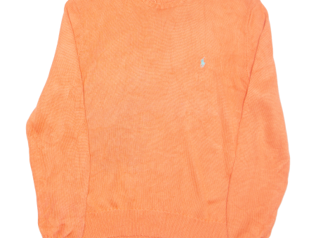 POLO RALPH LAUREN Mens Jumper Orange Tight Knit L Online Sale