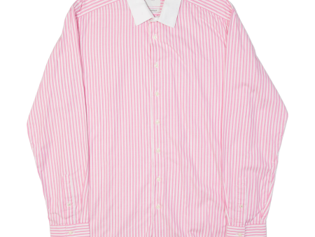 BEN SHERMAN Tailored Skinny Fit Mens Shirt Pink Striped Long Sleeve XL Online now