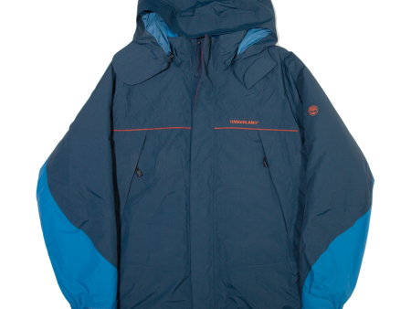 TIMBERLAND Mens Coat Blue Nylon Hooded L Hot on Sale