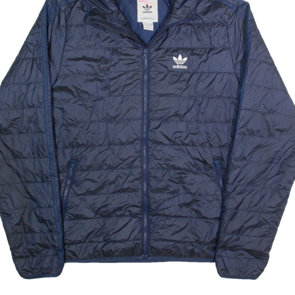 ADIDAS Mens Puffer Jacket Blue Hooded S Discount