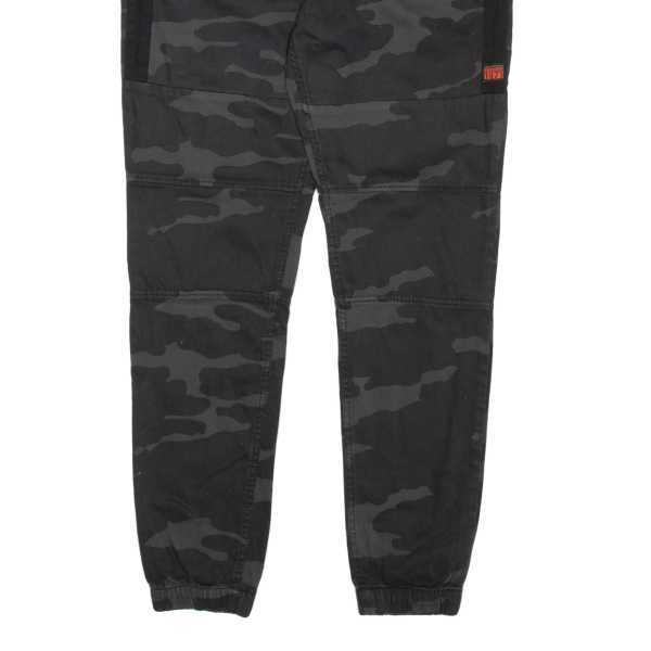 ANGELO LITRICO Camo Mens Trousers Black Regular Tapered W36 L32 For Cheap