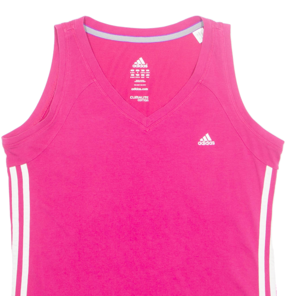 ADIDAS Girls Vest Pink Sleeveless V-Neck 13-14Y Supply