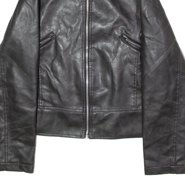 SUZIE Womens Jacket Black Faux Leather 90s UK 12 For Sale