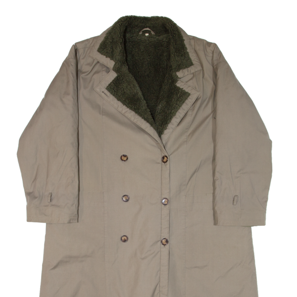 Sherpa Lined Womens Trench Coat Green L on Sale