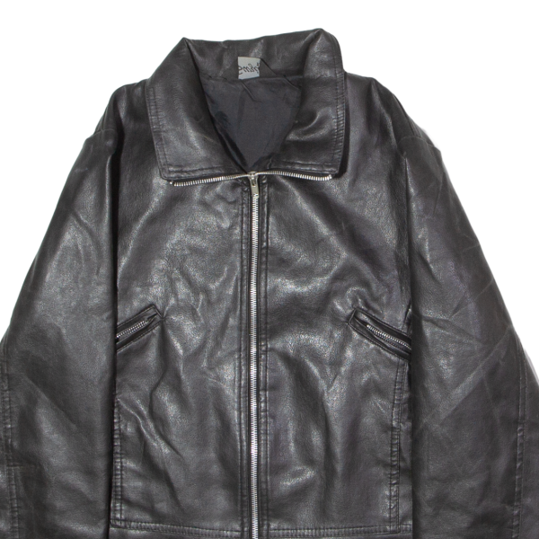 SUZIE Womens Jacket Black Faux Leather 90s UK 12 For Sale