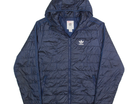 ADIDAS Mens Puffer Jacket Blue Hooded S Discount