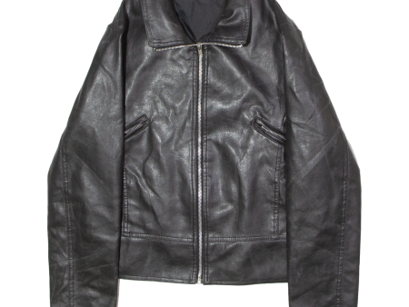 SUZIE Womens Jacket Black Faux Leather 90s UK 12 For Sale