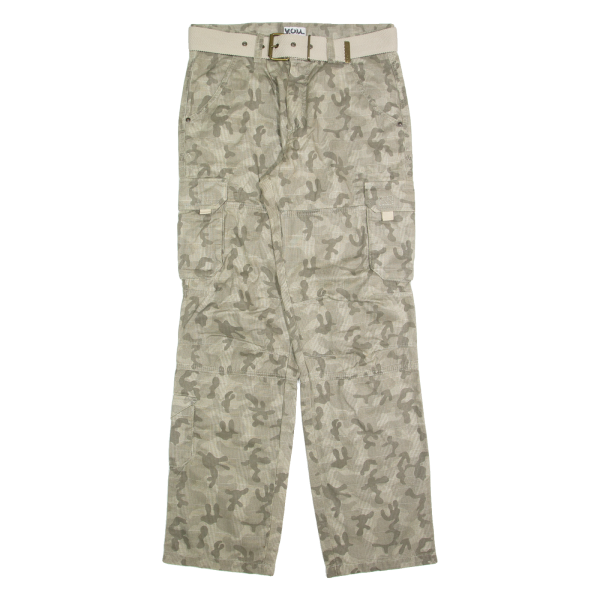 YOUNG ORDER Cargo Camo Mens Trousers Grey Regular Straight 90s W30 L32 Supply