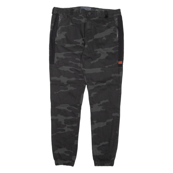 ANGELO LITRICO Camo Mens Trousers Black Regular Tapered W36 L32 For Cheap