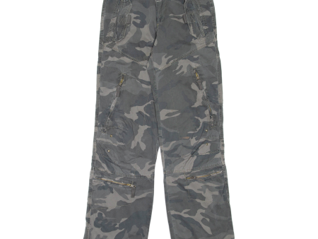 C-HOUSE Camo Mens Trousers Grey Regular Straight W28 L32 Sale