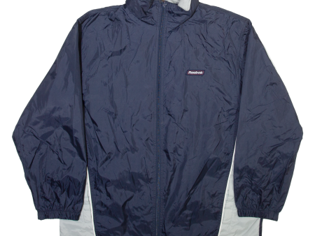 REEBOK Mens Windbreaker Jacket Blue Nylon Hooded M For Cheap