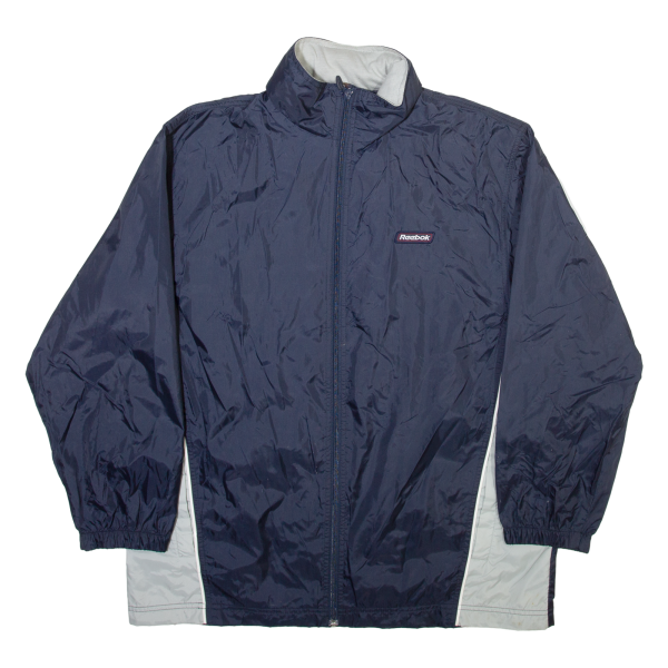 REEBOK Mens Windbreaker Jacket Blue Nylon Hooded M For Cheap