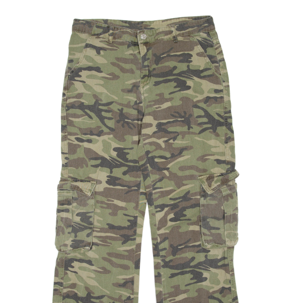 Camo Mens Trousers Green Regular Straight W32 L32 Cheap