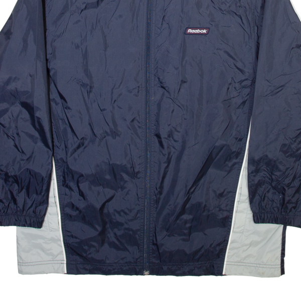 REEBOK Mens Windbreaker Jacket Blue Nylon Hooded M For Cheap