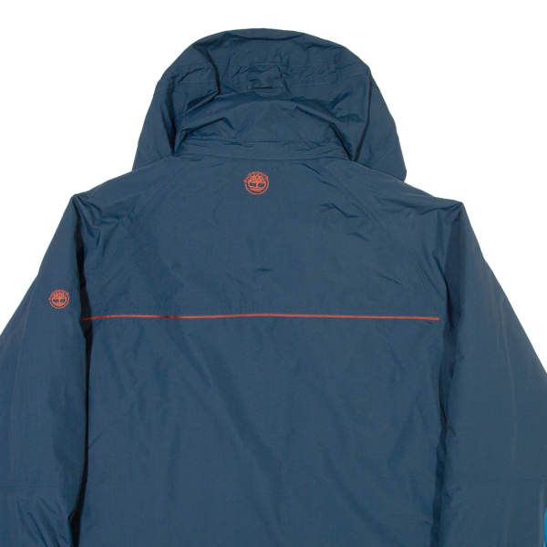 TIMBERLAND Mens Coat Blue Nylon Hooded L Hot on Sale