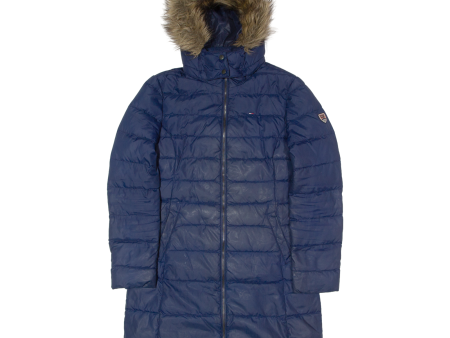 TOMMY HILFIGER Womens Puffer Coat Blue Hooded M Cheap