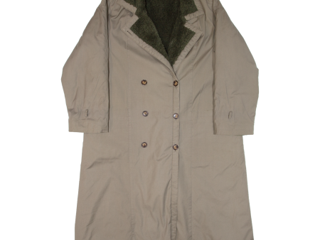 Sherpa Lined Womens Trench Coat Green L on Sale