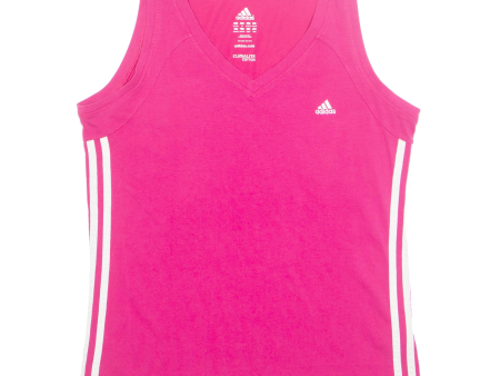 ADIDAS Girls Vest Pink Sleeveless V-Neck 13-14Y Supply