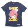 ANGRY BIRDS Mens T-Shirt Blue Crew Neck L Hot on Sale