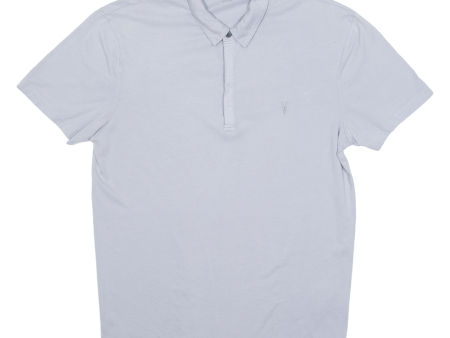 ALL SAINTS Mens Polo Shirt Grey M Hot on Sale