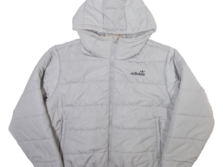 ADIDAS Insulated Womens Puffer Jacket Grey Hooded UK 16 Online Sale