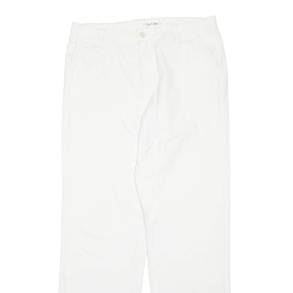 CALVIN KLEIN Womens Trousers White Regular Straight W34 L32 For Sale