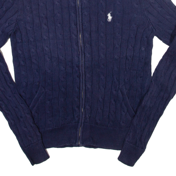 RALPH LAUREN SPORT Womens Cardigan Blue Cable Knit M Online Hot Sale