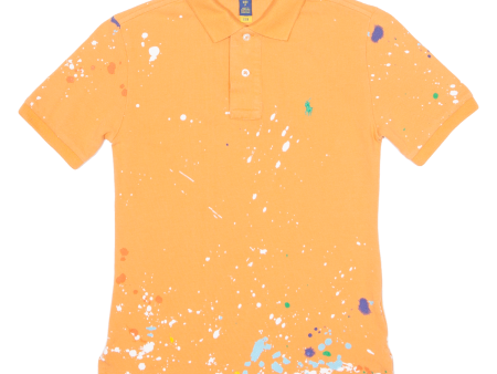 POLO RALPH LAUREN Paint Splatter Boys Polo Shirt Orange S Fashion