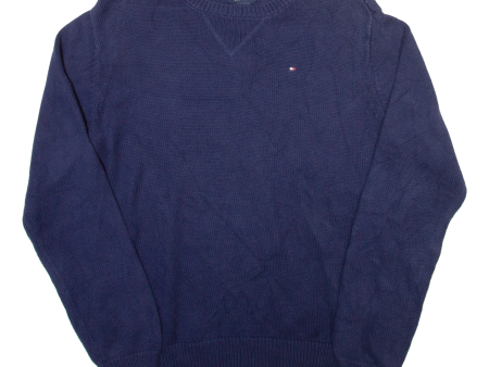 TOMMY HILFIGER Boys Jumper Blue Tight Knit L Fashion