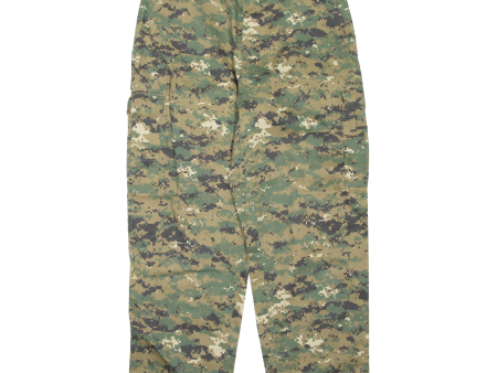 Camo Mens Trousers Green Regular Straight W34 L27 Hot on Sale